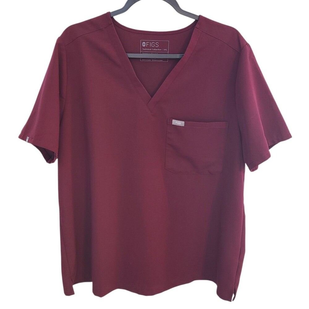 FIGS Women XXL Catarina One-Pocket Scrub Top Technical Collection Burgundy Medic